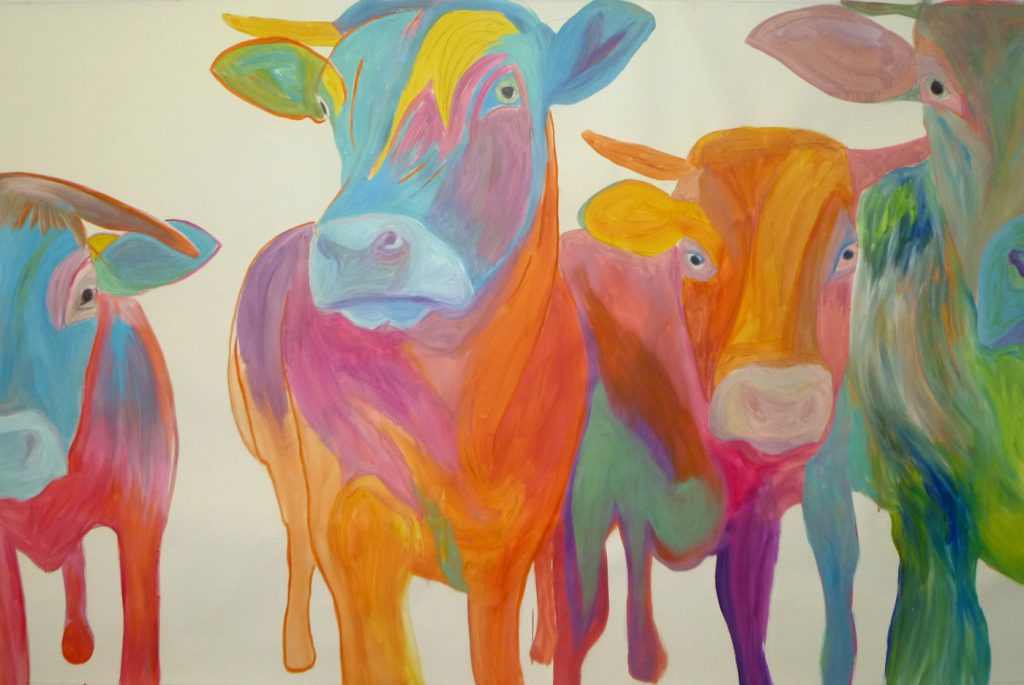 Vaches, Acrylique sur Toile, 240x160cm