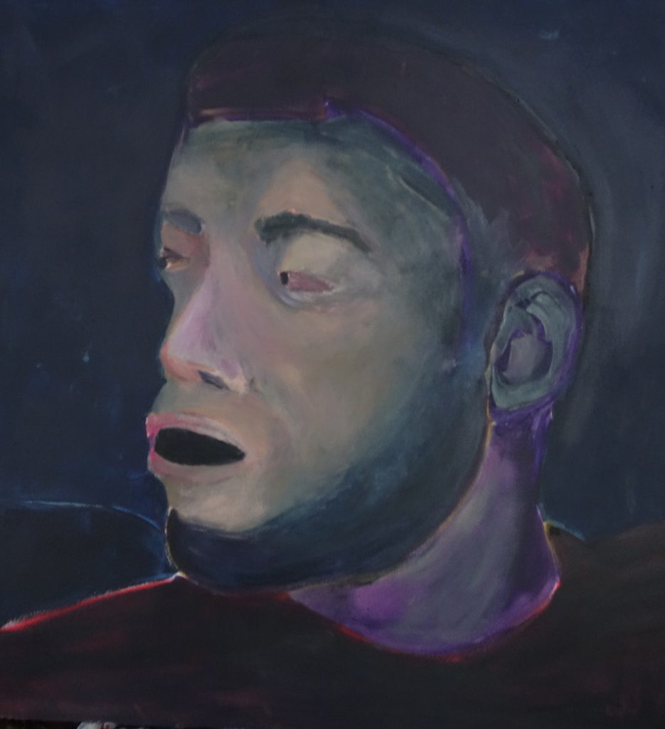 Grimace 2 - Acrylique, aérosol, gouache sur toile, 100 x 110 cm, Avec la participation courtoise d'Ivan Dapic
