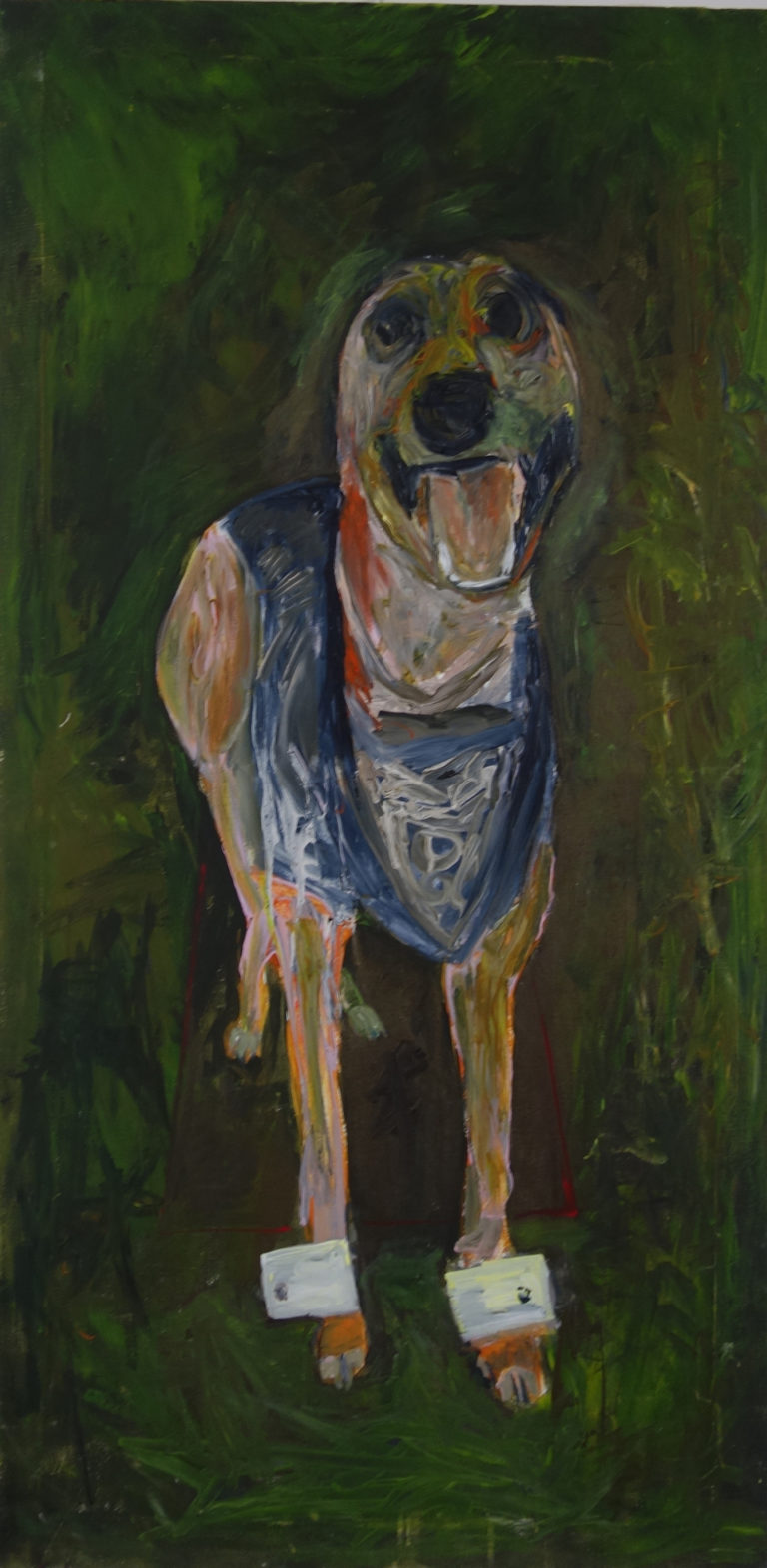 Chien fou, acrylique sur toile 68 x 135 cm