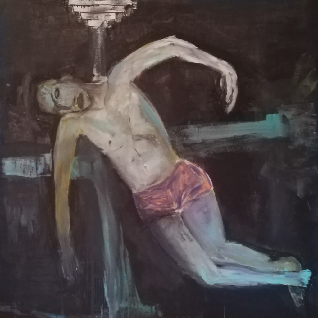 Jésus-Marie-Facebook, Jésus 180x180cm Peinture acrylique et gouache 2018, Guillaume Damry